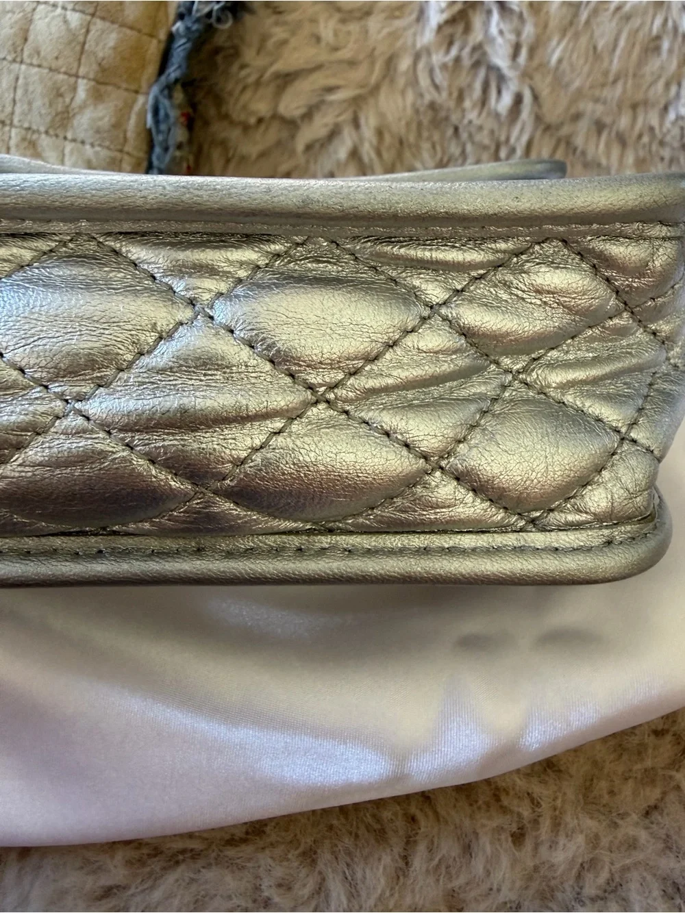 Chanel PVC with calfskin Ice Cube Flap bag medium in Silver 2008